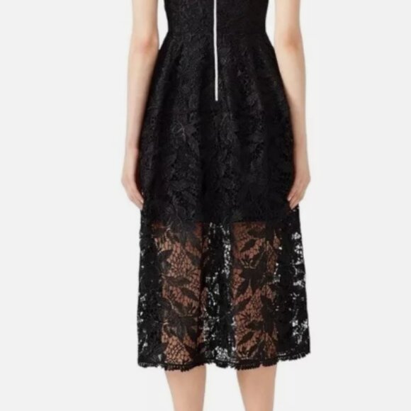 NICHOLAS Black Lace Deep V Midi Dress - Size 6 - Picture 2 of 11